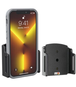 Uchwyt uniwersalny regulowany do Apple iPhone 12 bez futerału oraz w futerale lub etui o wymiarach: 70-83 mm (szer.), 6-10 mm (grubość).