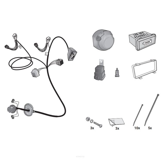 Wiązka przewodów do mocowania haka 13 PIN HAK-SYSTEM