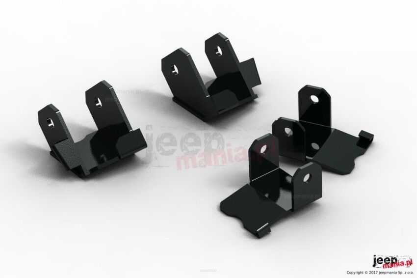 Osłony mocowań dolnych wahaczy, zestaw przód i tył, czarne : Jeep Wrangler JK 2007-2017
