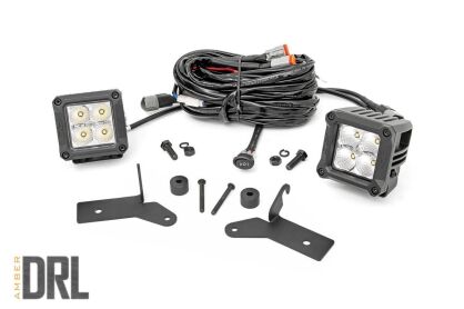 Reflektory para Cree LED 2" Kwadratowe Chrome Series DRL Żółty Rough Country - Jeep Gladiator JT