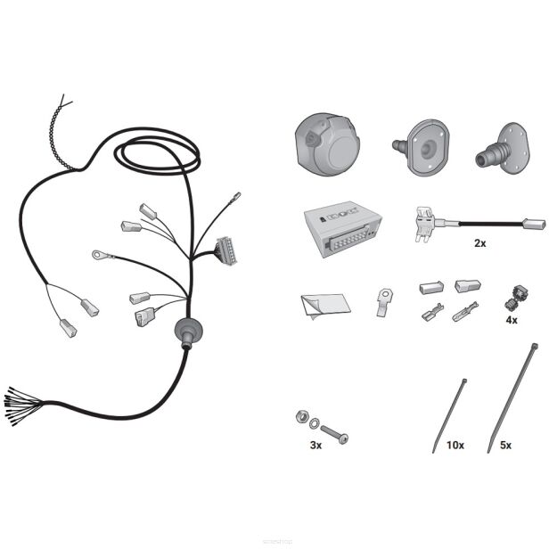 Wiązka przewodów do mocowania haka 13 PIN HAK-SYSTEM