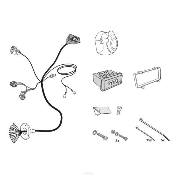 Wiązka przewodów do mocowania haka 13 PIN HAK-SYSTEM