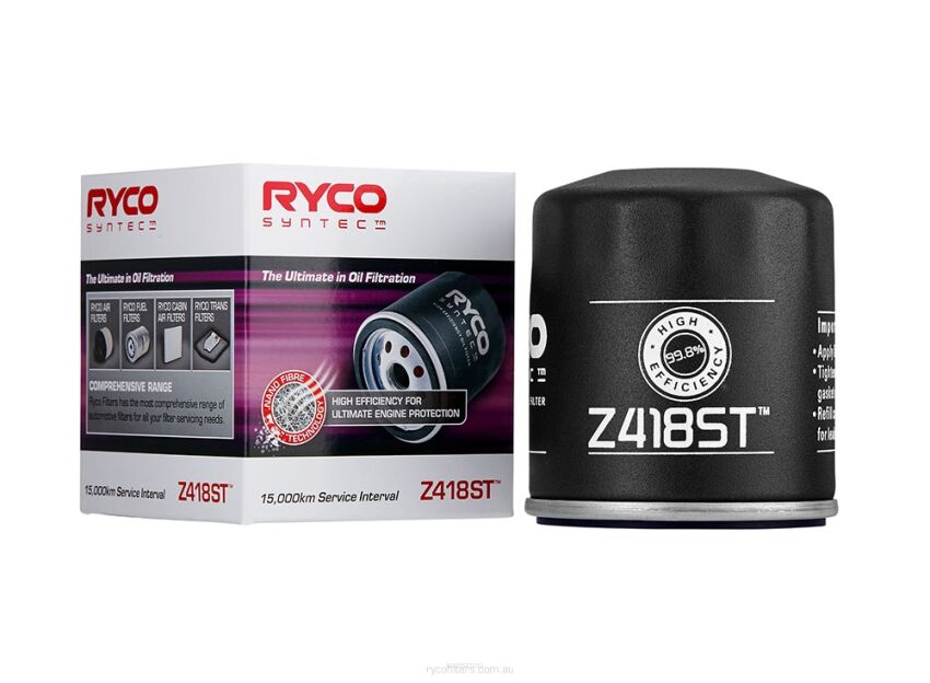 Z418ST Ryco SynTec Oil Filter ,TOYOTA Hilux, Landcrusier, Hiace, Supra, e30 M3, Wrangler