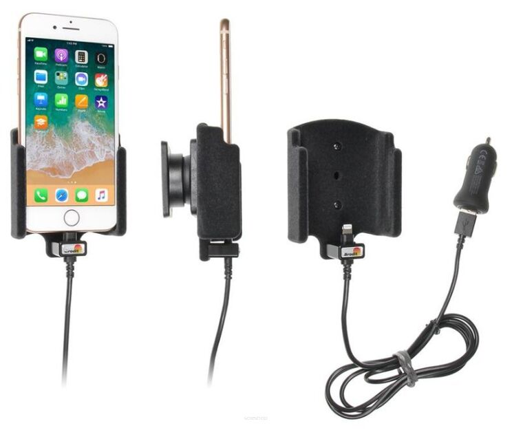 Uchwyt do Apple iPhone SE 2 (2020) z wbudowanym kablem USB oraz ładowarką samochodową