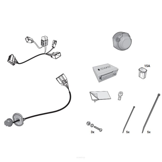 Wiązka przewodów do mocowania haka 13 PIN HAK-SYSTEM