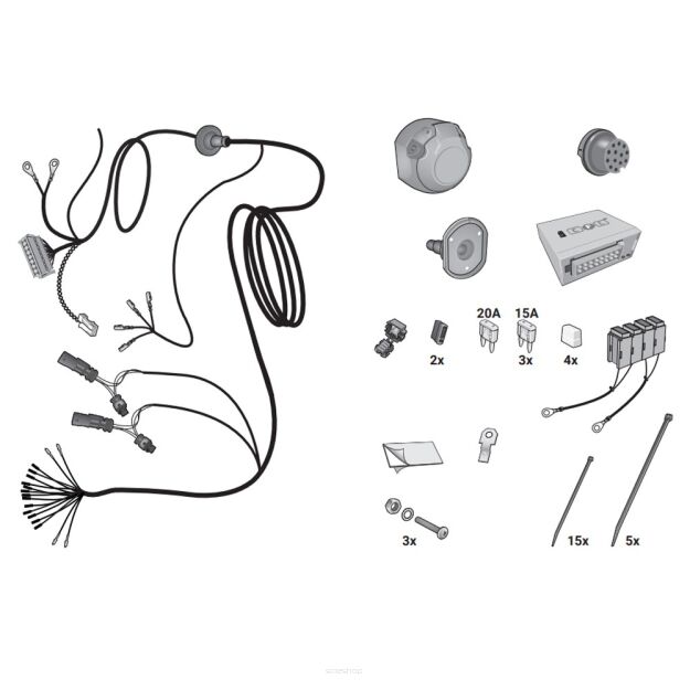 Wiązka przewodów do mocowania haka 13 PIN HAK-SYSTEM