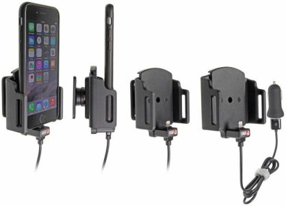 Uchwyt regulowany do Apple iPhone 6s w futerale lub obudowie o wymiarach: 62-77 mm (szer.), 2-10 mm (grubość) z wbudowanym kablem USB oraz ładowarką samochodową