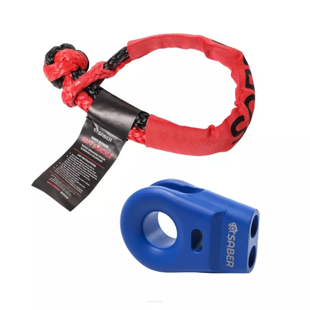 Saber 6061 Aluminium Spliced Winch Thimble - Cerakote Blue & 9K Soft Shackle