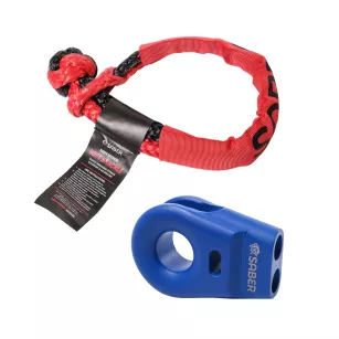 Saber 6061 Aluminium Spliced Winch Thimble - Cerakote Blue & 9K Soft Shackle