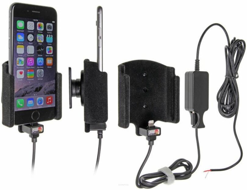 Uchwyt do Apple iPhone 7 z wbudowaną ładowarką samochodową do instalacji na stałe