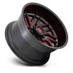 Felga aluminiowa D808 HURRICANE Gloss Black Milled Red Tint FUEL - 3