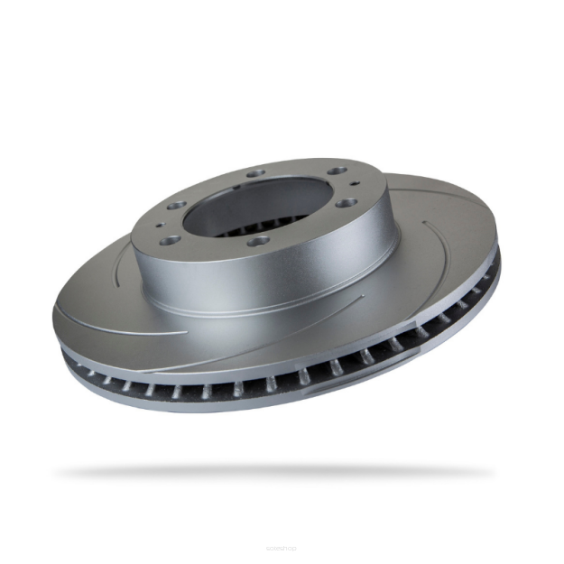 Przednia lewa tarcza hamulcowa nacinana - 319mm Pedders Slotted Geomet Coated Rotor