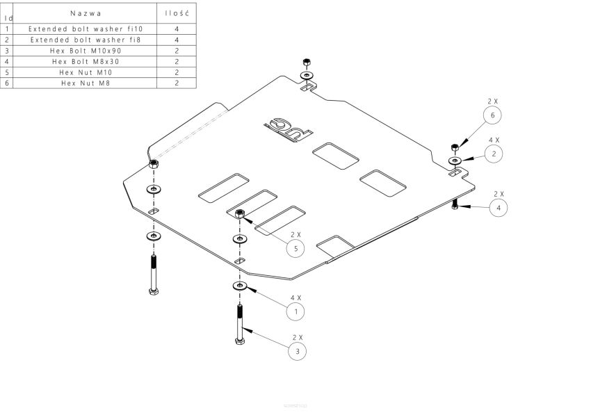 Osłona przedniego mostu i miski olejowej Toyota Tundra 2007-2014 czerwona