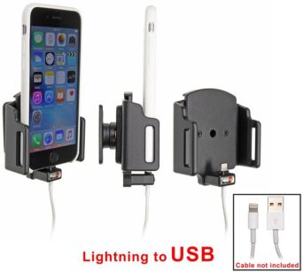 Uchwyt regulowany do Apple iPhone 6s w futerale lub obudowie o wymiarach: 62-77 mm (szer.), 2-10 mm (grubość) z możliwością wpięcia kabla lightning USB