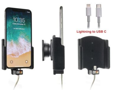 Uchwyt do Apple iPhone Xs z możliwością wpięcia kabla lightning USB-C