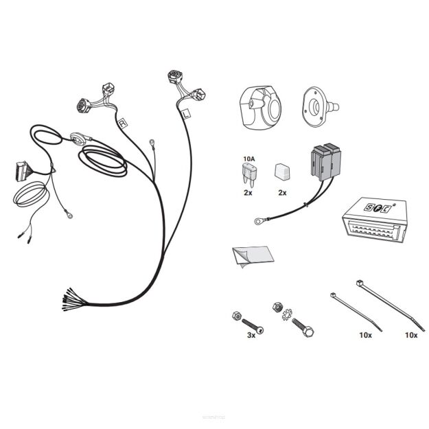 Wiązka przewodów do mocowania haka 13 PIN HAK-SYSTEM