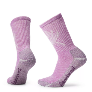 Damskie skarpety trekkingowe wełna merino Hike Classic Edition Light Cushion Leaf Pattern Crew fiolet Smartwool 38-41