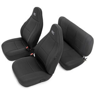 Komplet pokrowców czarnych na siedzenia Neoprene Rough Country - Jeep Wrangler TJ 03-06