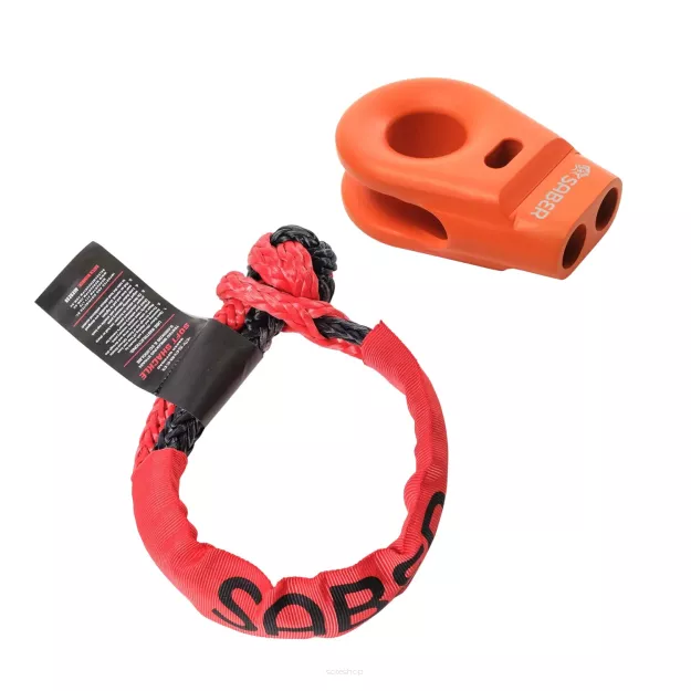 Saber 6061 Aluminium Spliced Winch Thimble - Cerakote Orange & 9K Soft Shackle