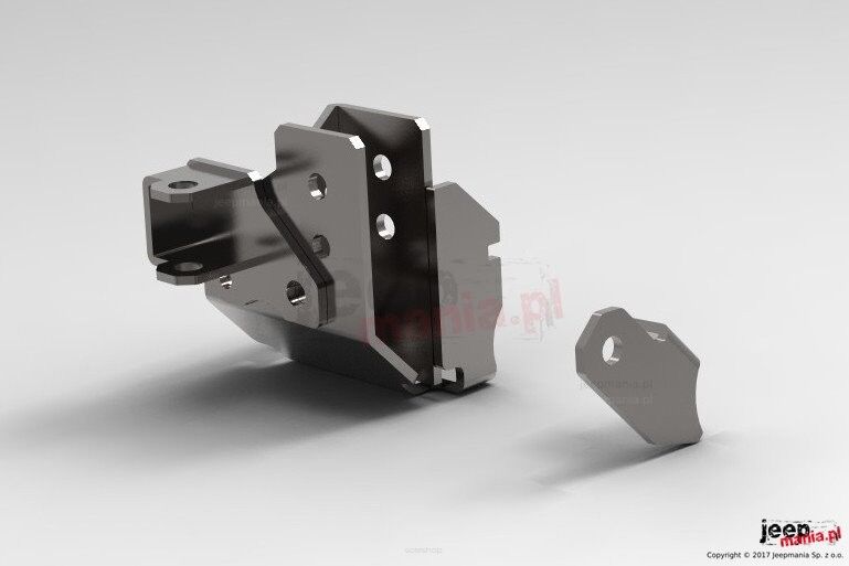 Wzmocniony relokator mocowania przedniego drążka Panharda, DANA 30 i DANA 44 : fi 16mm, 07-17 Jeep Wrangler JK