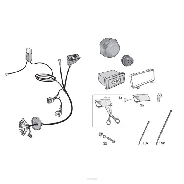 Wiązka przewodów do mocowania haka 13 PIN HAK-SYSTEM