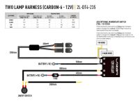 Wiązka do podłączenia dwóch lamp DEUTSCH DT - 4 PIN, 12V z włącznikiem - serii LAZER UTILITY, CARBON-6 - 2