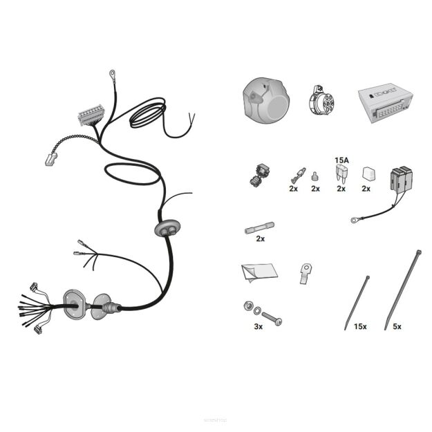 Wiązka przewodów do mocowania haka 7 PIN HAK-SYSTEM