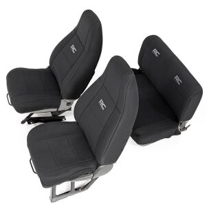 Komplet pokrowców czarnych na siedzenia Neoprene Rough Country - Jeep Wrangler YJ 91-95
