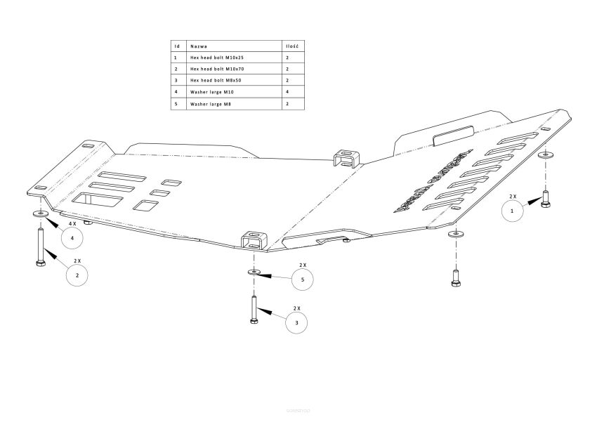 Osłona chłodnic, silnika i przedniego mostu OFFROAD Jeep Grand Cherokee WK2 CRD diesel 2013-2020 czerwona