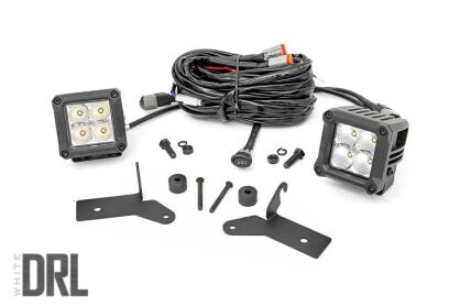 Reflektory Para Cree LED 2" Kwadratowe Chrome Series DRL Biały Rough Country - Jeep Gladiator JT