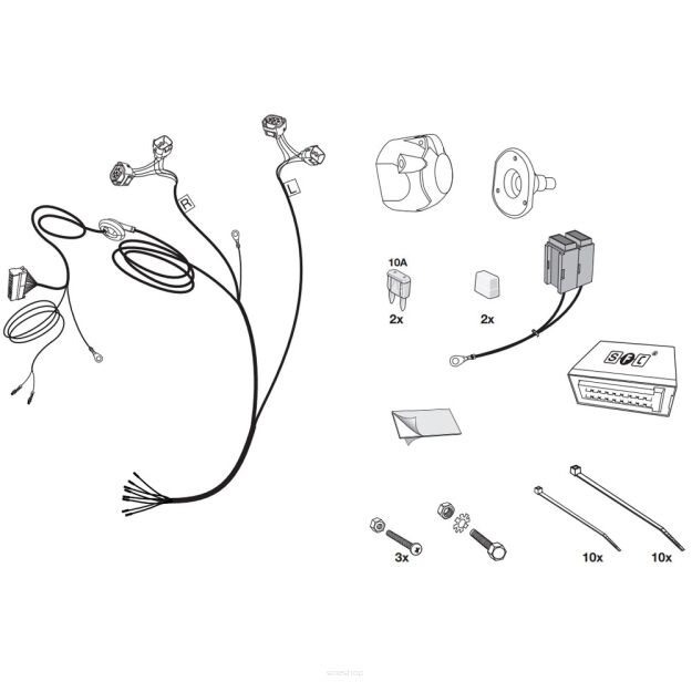 Wiązka przewodów do mocowania haka 7 PIN HAK-SYSTEM