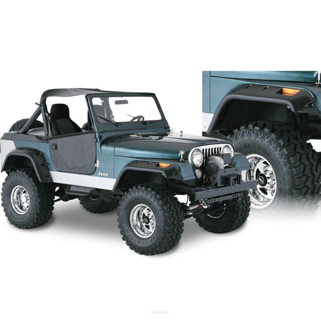 Zestaw błotnikow, nadkoli Cutout Style przód+tył Bushwacker - Jeep CJ 56-86
