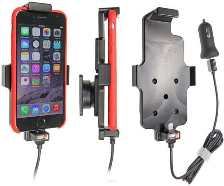 Uchwyt do Apple iPhone 6s w futerale z wbudowanym kablem USB oraz ładowarką samochodową