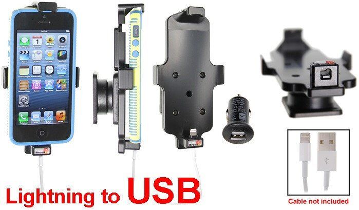 Uchwyt do Apple iPhone 5, iPhone 5C & iPhone 5S & iPhone SE w futerale z możliwością wpięcia kabla lightning USB
