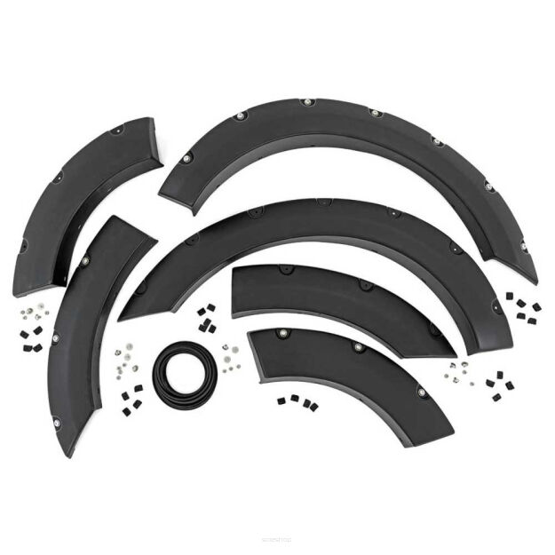 Poszerzenia błotników przód i tył Rough Country Pocket chromowane nity