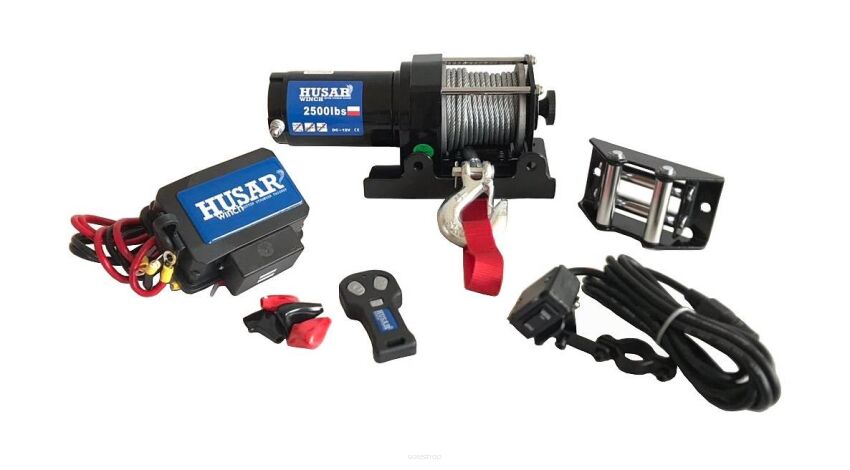 Husar Winch wyciągarka elektryczna ATV BST 2500LBS Lina stalowa 1134kg UTV Quad PŁUG