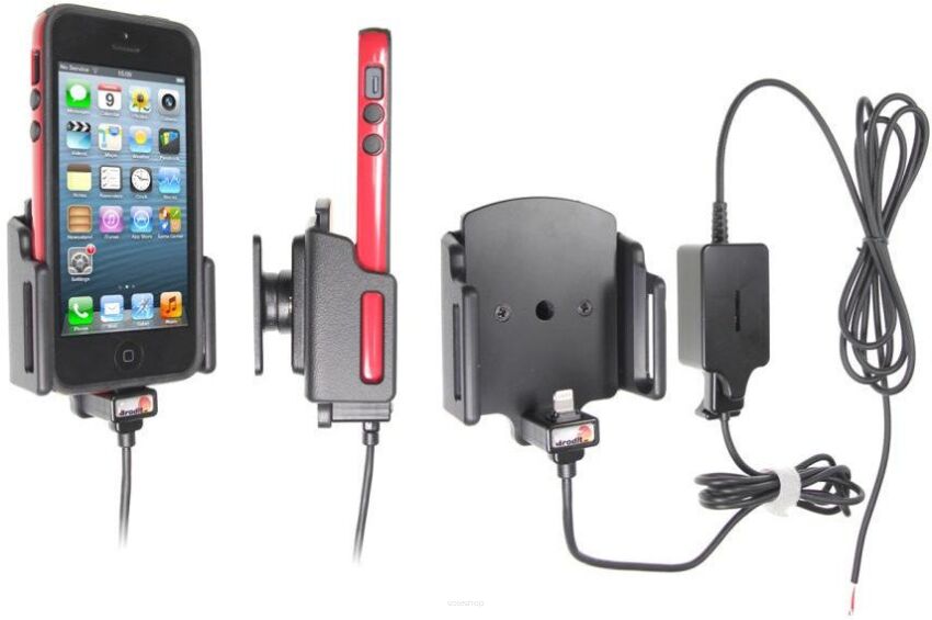 Uchwyt aktywny do instalacji na stałe do Apple iPhone 5, iPhone 5C & iPhone 5S & iPhone SE w futerale