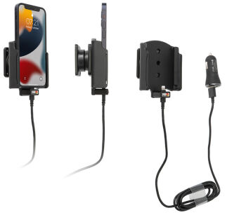 Uchwyt do Apple iPhone 13 mini z wbudowanym kablem USB oraz ładowarką samochodową