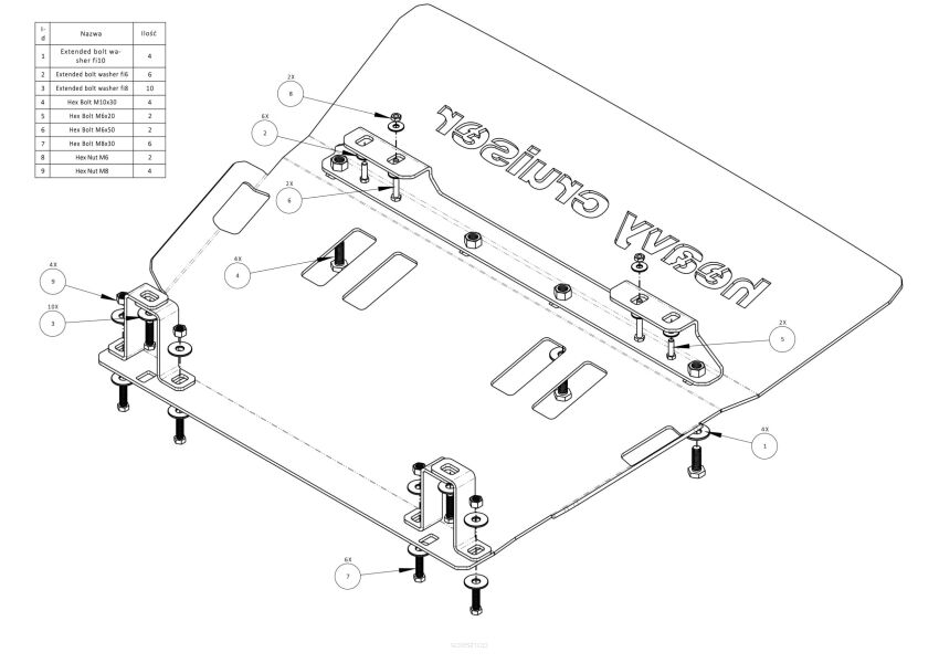 Osłona chłodnic ,zderzaka i silnika Toyota Tundra 2014-2020 czerwona