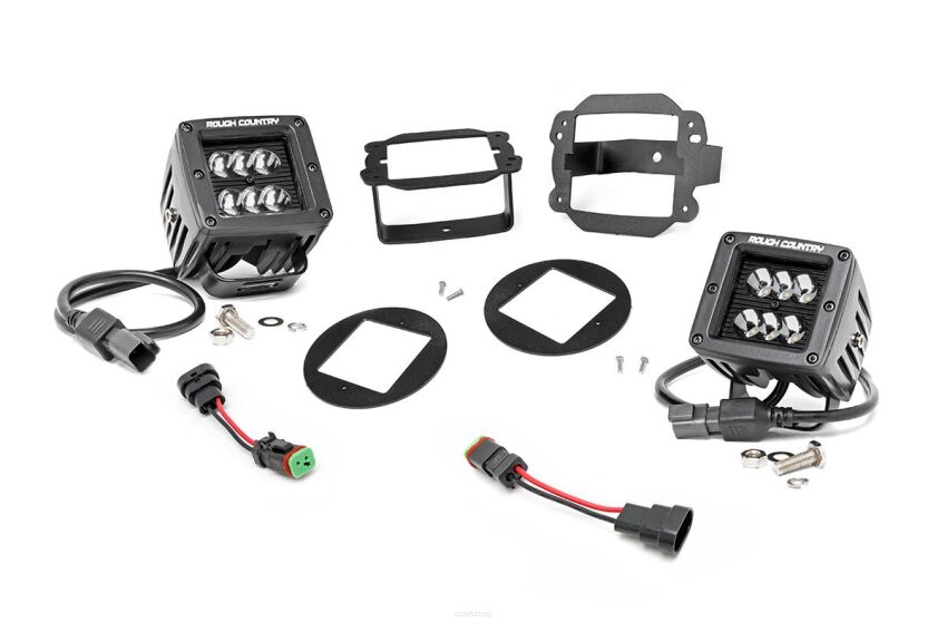 Reflektory LED Przeciwmgielne Czarny Panel Rough Country (para) Wrangler JK 07-09