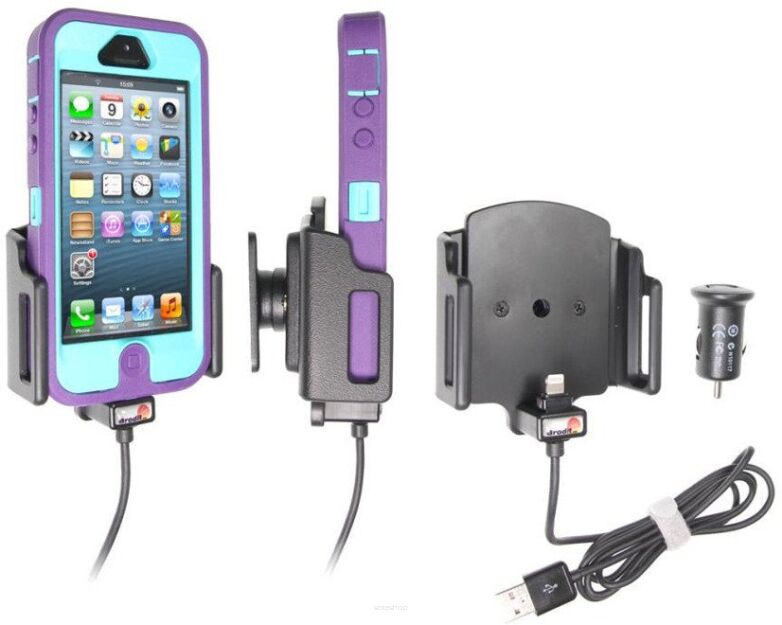 Uchwyt aktywny z kablem USB do Apple iPhone 5, iPhone 5C & iPhone 5S & iPhone SE w futerale