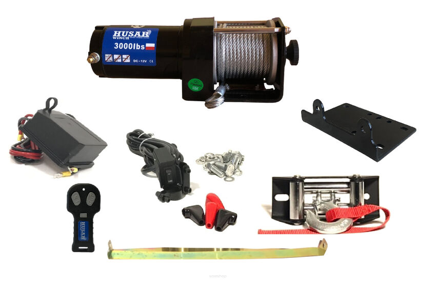 Husar Winch wyciągarka elektryczna ATV BST 3000LBS Lina stalowa 1361kg UTV Quad PŁUG