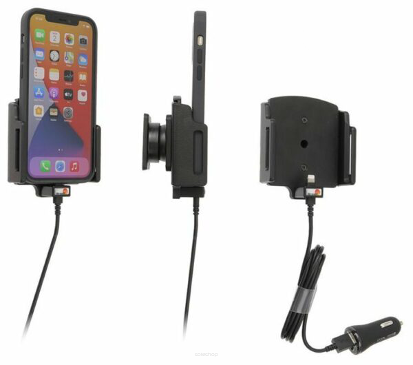 Uchwyt aktywny z kablem USB do Apple iPhone 14 Pro Max w futerale lub bez o wymiarach: 75-89 mm (szer.), 6-10 mm (grubość).