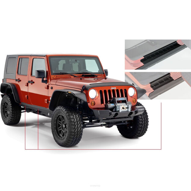 Zestaw listew osłonowych progów z nakładkami Trail Armor Bushwacker - Jeep Wrangler JK 07-18 4 Drzwi