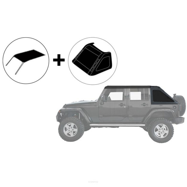 Dach Miękki Bezstelażowy typu Fastback z szybami - Jeep Wrangler JK 4 Drzwi