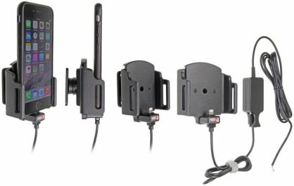 Uchwyt regulowany do Apple iPhone 8 w futerale lub obudowie o wymiarach: 62-77 mm (szer.), 2-10 mm (grubość) z wbudowaną ładowarką samochodową do instalacji na stałe