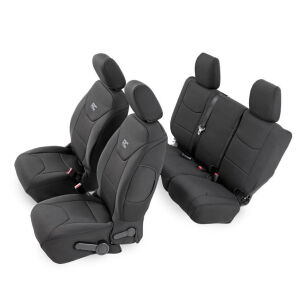 Komplet pokrowców czarnych na siedzenia Neoprene Rough Country - Jeep Wrangler JK 4 Drzwi 08-10