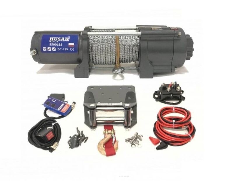 Husar Winch wyciągarka elektryczna ATV BST 5500LBS Lina stalowa 2495kg UTV Quad
