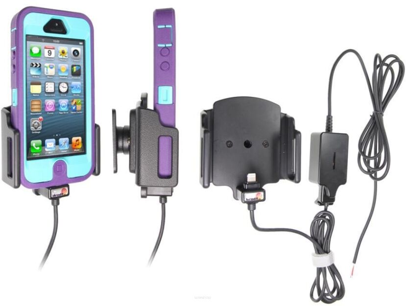 Uchwyt aktywny do instalacji na stałe do Apple iPhone 5, iPhone 5C & iPhone 5S & iPhone SE w futerale