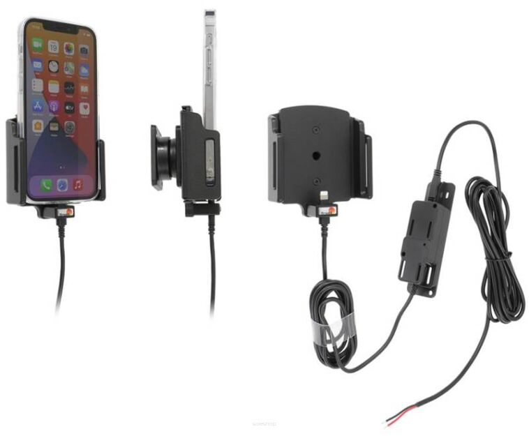 Uchwyt aktywny do stałej instalacji do Apple iPhone 13 w futerale lub bez o wymiarach: 70-83 mm (szer.), 6-10 mm (grubość).